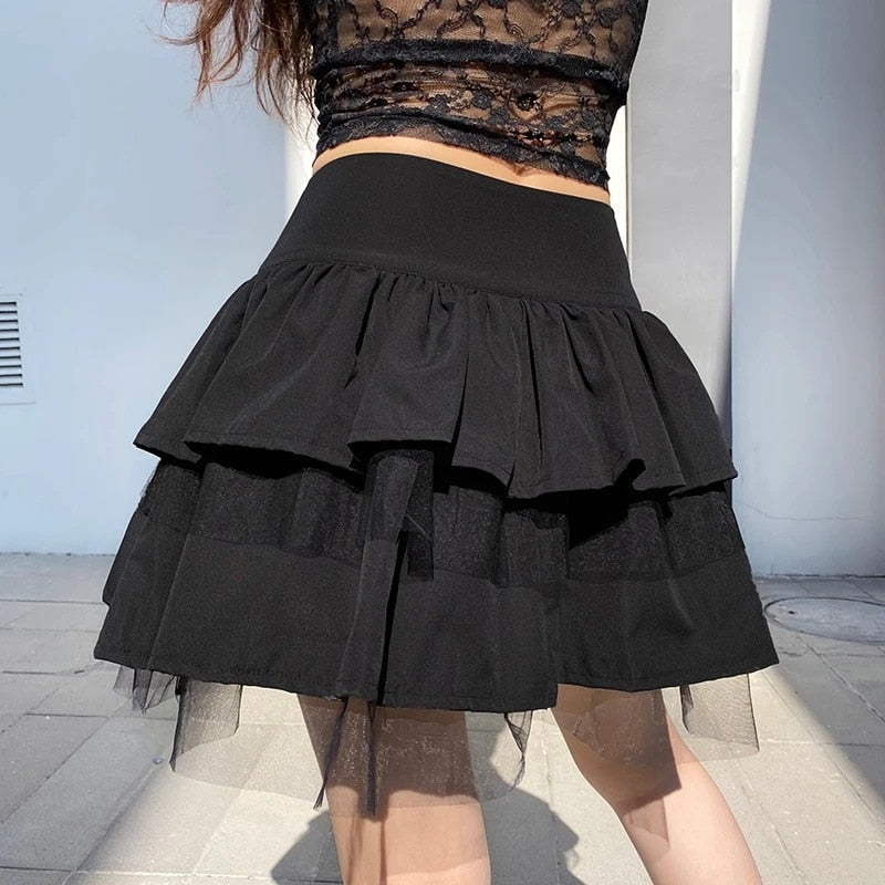 Goth Aesthetic Lace Up Skirt