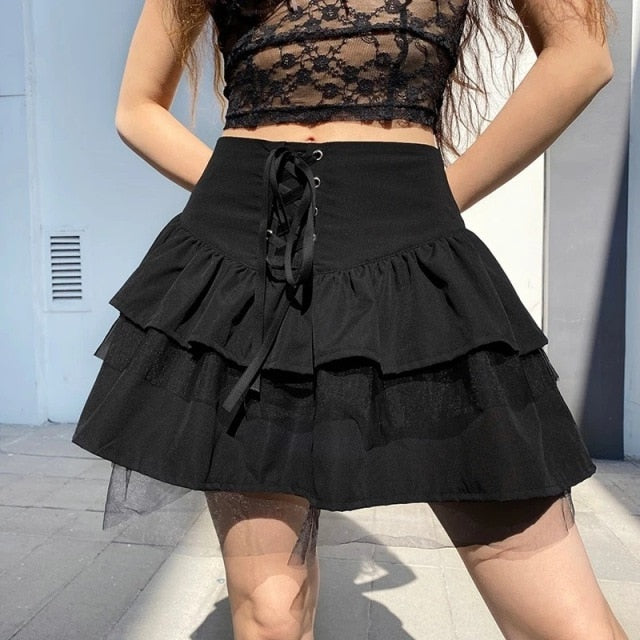 Goth Aesthetic Lace Up Skirt