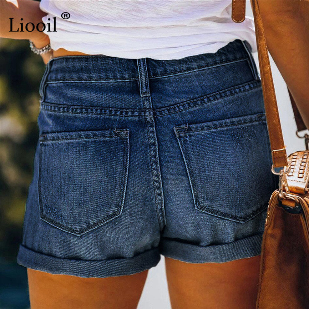 Liooil Ripped Shorts For Women