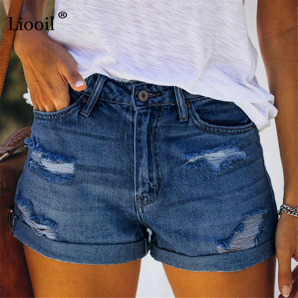 Liooil Ripped Shorts For Women